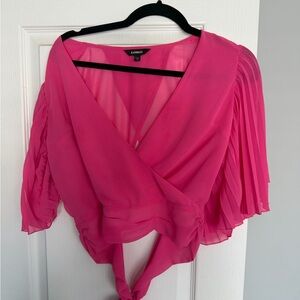 Express Fuchsia Pleated Sleeve Blouse